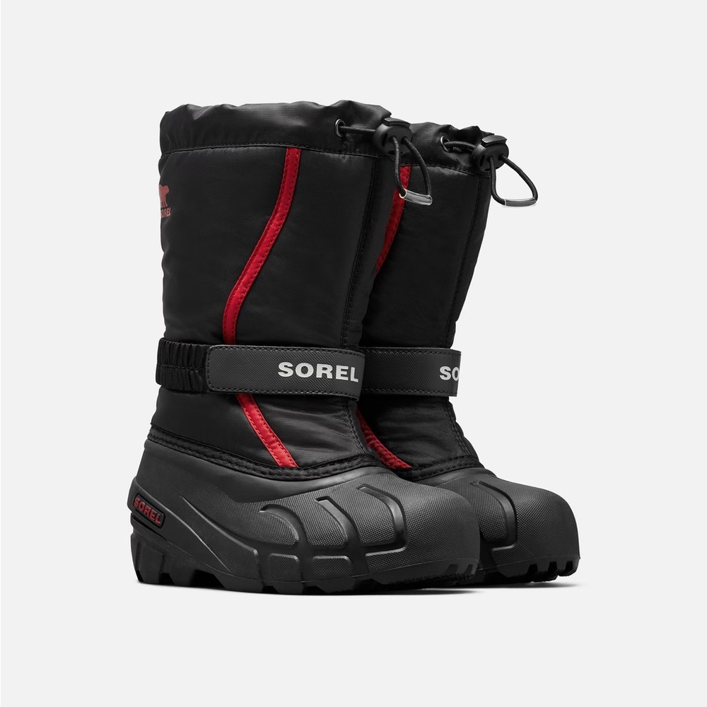 Sorel Black and Red Flurry Youth Boot Size 5